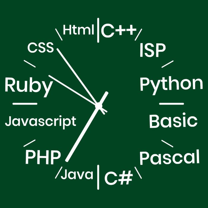 Programming Language Clock Computer Phyton Java Ruby C++ Tall Long Sleeve T-Shirt