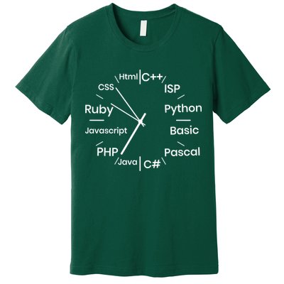 Programming Language Clock Computer Phyton Java Ruby C++ Premium T-Shirt