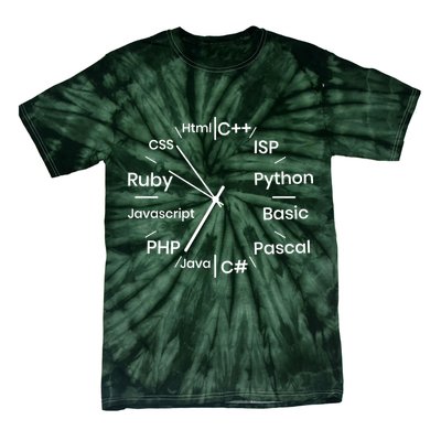 Programming Language Clock Computer Phyton Java Ruby C++ Tie-Dye T-Shirt