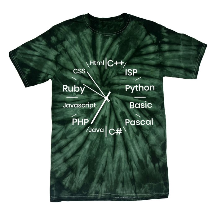 Programming Language Clock Computer Phyton Java Ruby C++ Tie-Dye T-Shirt