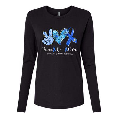 peace love cure blue ribbon prostate cancer awareness s Womens Cotton Relaxed Long Sleeve T-Shirt