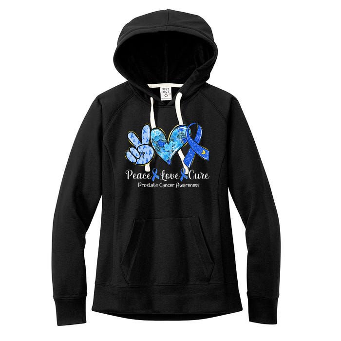 peace love cure blue ribbon prostate cancer awareness s Women's Fleece Hoodie