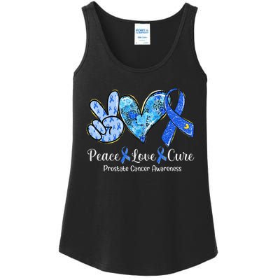 peace love cure blue ribbon prostate cancer awareness s Ladies Essential Tank