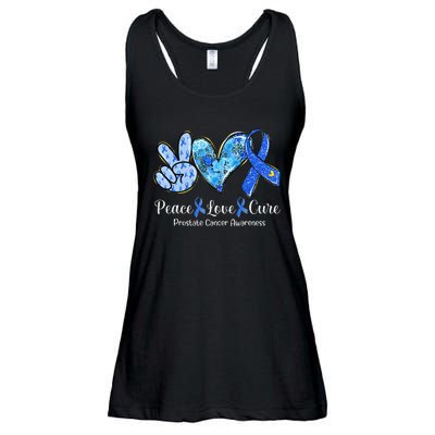 peace love cure blue ribbon prostate cancer awareness s Ladies Essential Flowy Tank