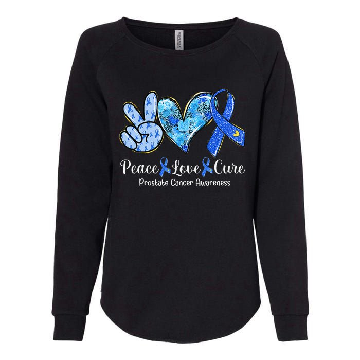 peace love cure blue ribbon prostate cancer awareness s Womens California Wash Sweatshirt