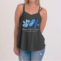 peace love cure blue ribbon prostate cancer awareness s Women's Strappy Tank