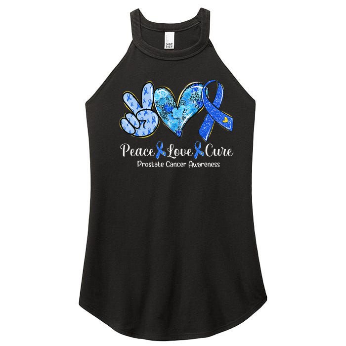 peace love cure blue ribbon prostate cancer awareness s Women's Perfect Tri Rocker Tank