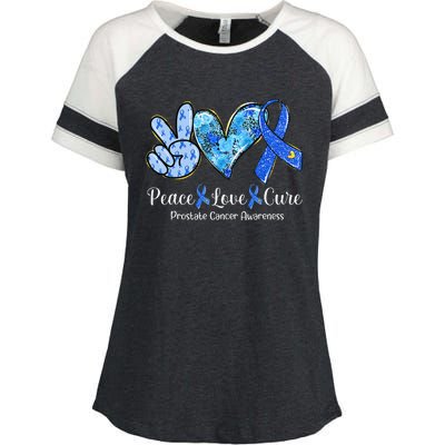 peace love cure blue ribbon prostate cancer awareness s Enza Ladies Jersey Colorblock Tee