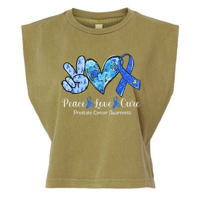 peace love cure blue ribbon prostate cancer awareness s Garment-Dyed Women's Muscle Tee