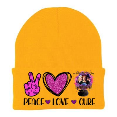 Peace Love Cure Halloween Breast Cancer Knit Cap Winter Beanie