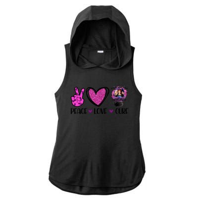 Peace Love Cure Halloween Breast Cancer Ladies PosiCharge Tri-Blend Wicking Draft Hoodie Tank