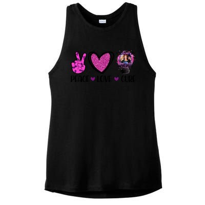 Peace Love Cure Halloween Breast Cancer Ladies PosiCharge Tri-Blend Wicking Tank