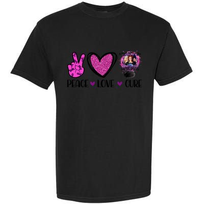 Peace Love Cure Halloween Breast Cancer Garment-Dyed Heavyweight T-Shirt
