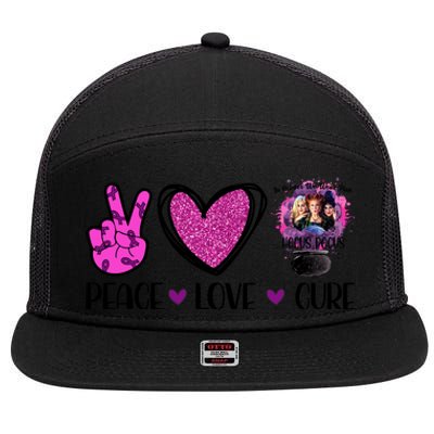 Peace Love Cure Halloween Breast Cancer 7 Panel Mesh Trucker Snapback Hat