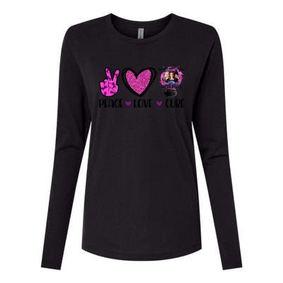 Peace Love Cure Halloween Breast Cancer Womens Cotton Relaxed Long Sleeve T-Shirt