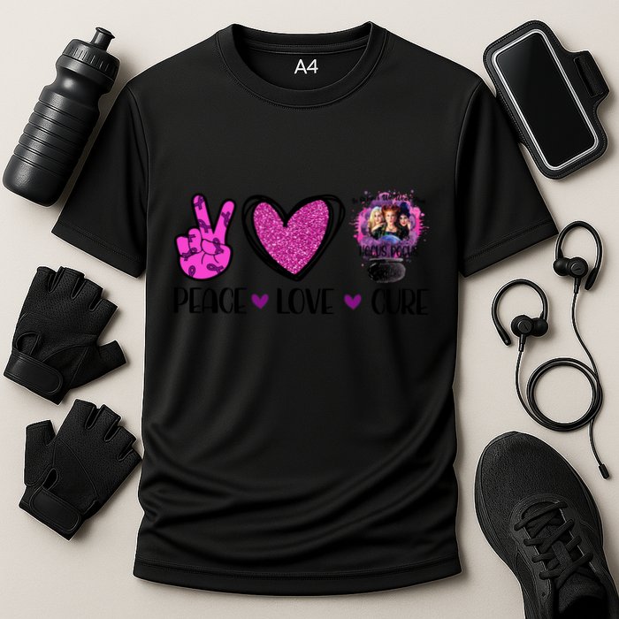 Peace Love Cure Halloween Breast Cancer Performance Shirt
