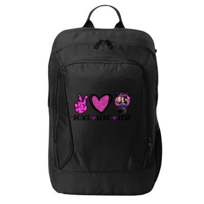 Peace Love Cure Halloween Breast Cancer City Backpack