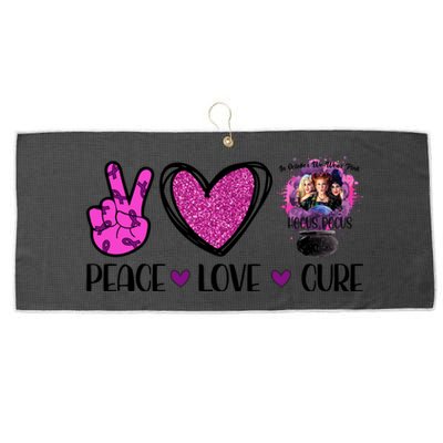 Peace Love Cure Halloween Breast Cancer Large Microfiber Waffle Golf Towel