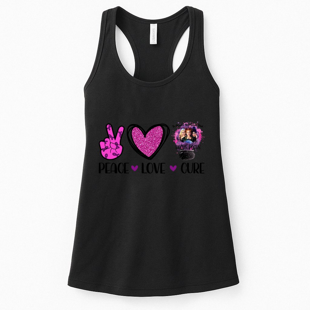 Peace Love Cure Halloween Breast Cancer Womens Tank Top