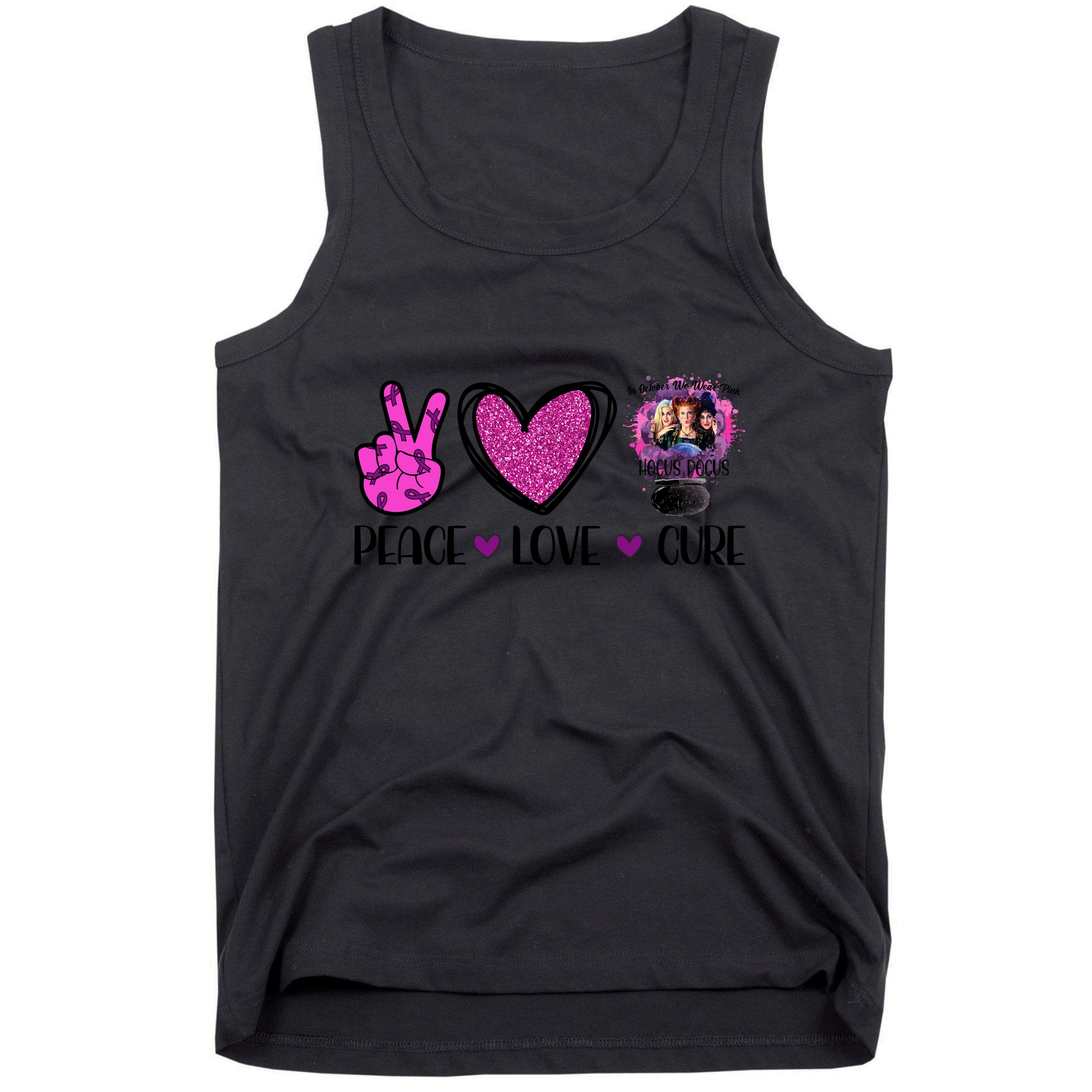 Peace Love Cure Halloween Breast Cancer Tank Top