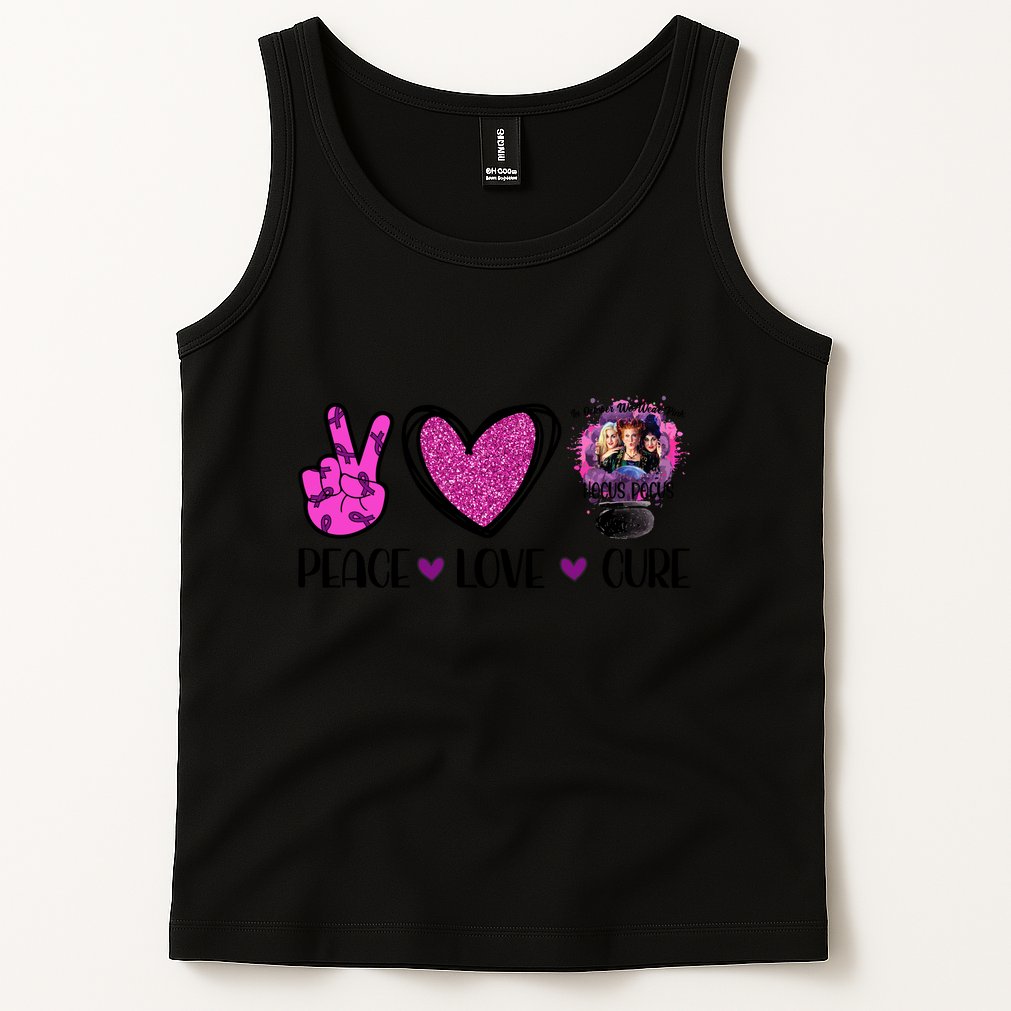 Peace Love Cure Halloween Breast Cancer Tank Top