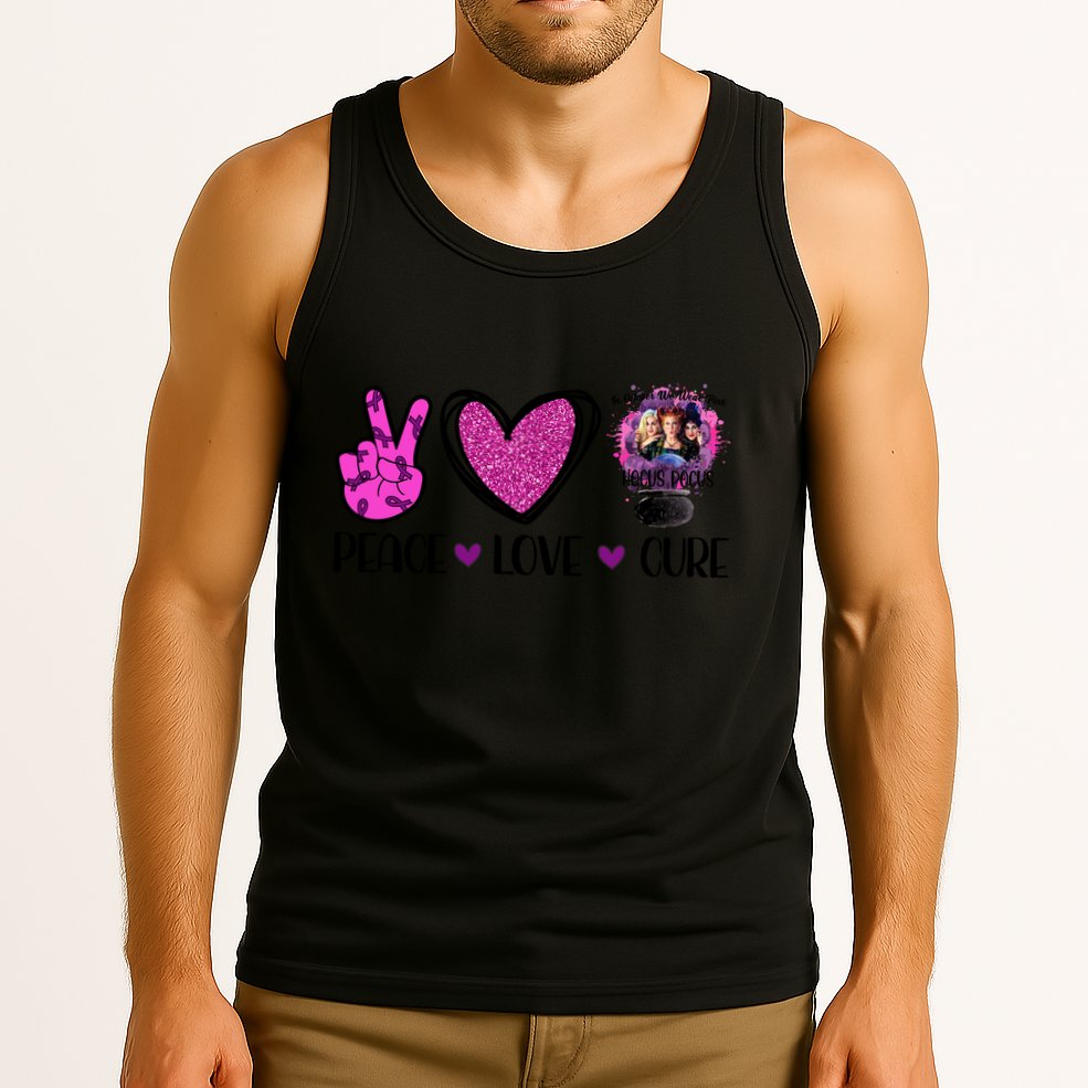 Peace Love Cure Halloween Breast Cancer Tank Top