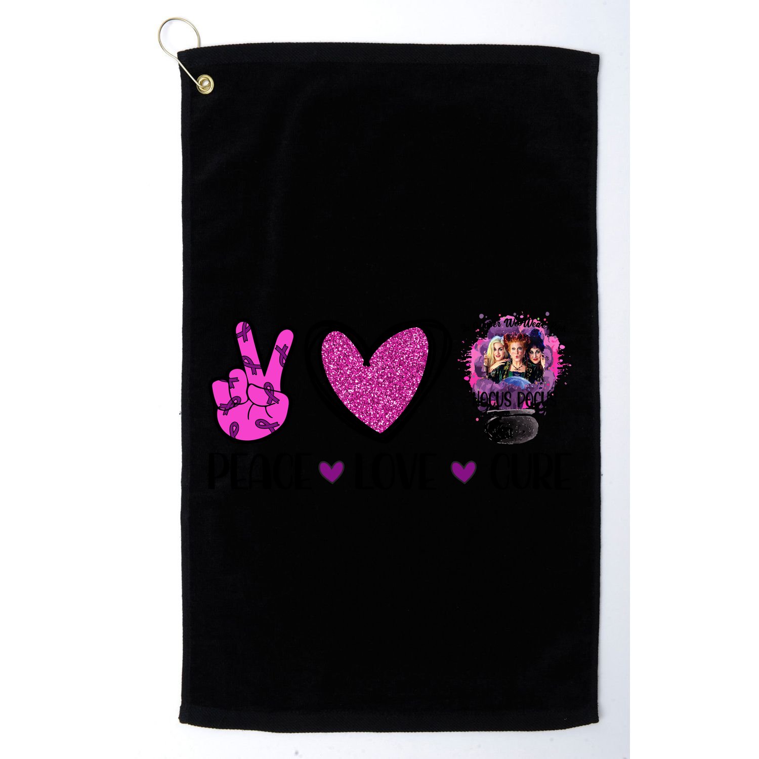 Peace Love Cure Halloween Breast Cancer Golf Towel