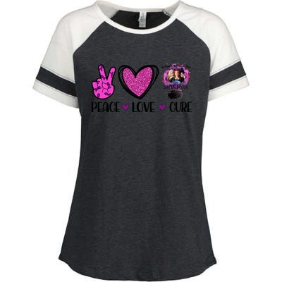 Peace Love Cure Halloween Breast Cancer Enza Ladies Jersey Colorblock Tee