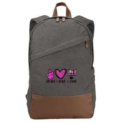 Peace Love Cure Halloween Breast Cancer Cotton Canvas Backpack