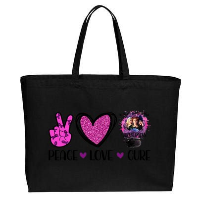 Peace Love Cure Halloween Breast Cancer Cotton Canvas Jumbo Tote