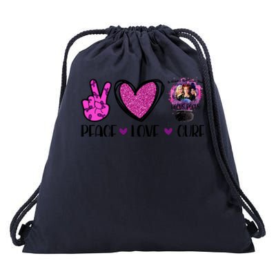 Peace Love Cure Halloween Breast Cancer Drawstring Bag