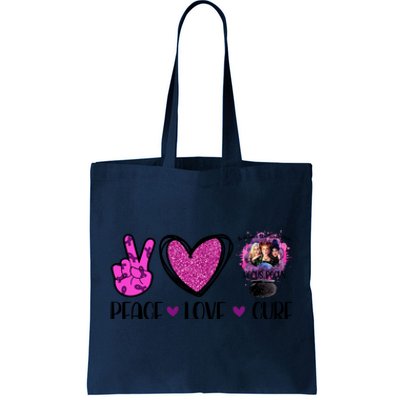 Peace Love Cure Halloween Breast Cancer Tote Bag