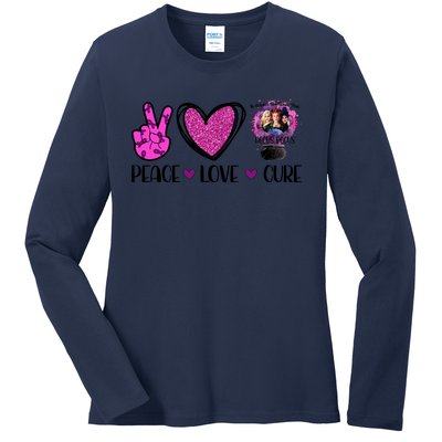 Peace Love Cure Halloween Breast Cancer Ladies Long Sleeve Shirt