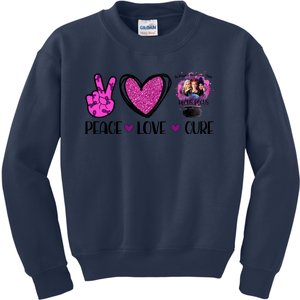 Peace Love Cure Halloween Breast Cancer Kids Sweatshirt