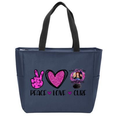 Peace Love Cure Halloween Breast Cancer Zip Tote Bag