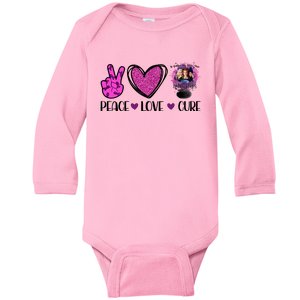 Peace Love Cure Halloween Breast Cancer Baby Long Sleeve Bodysuit