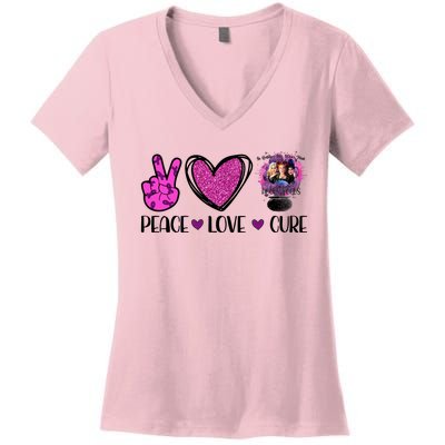 Peace Love Cure Halloween Breast Cancer Women's V-Neck T-Shirt