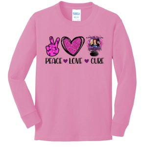 Peace Love Cure Halloween Breast Cancer Kids Long Sleeve Shirt