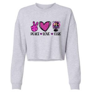 Peace Love Cure Halloween Breast Cancer Cropped Pullover Crew