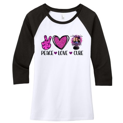 Peace Love Cure Halloween Breast Cancer Women's Tri-Blend 3/4-Sleeve Raglan Shirt