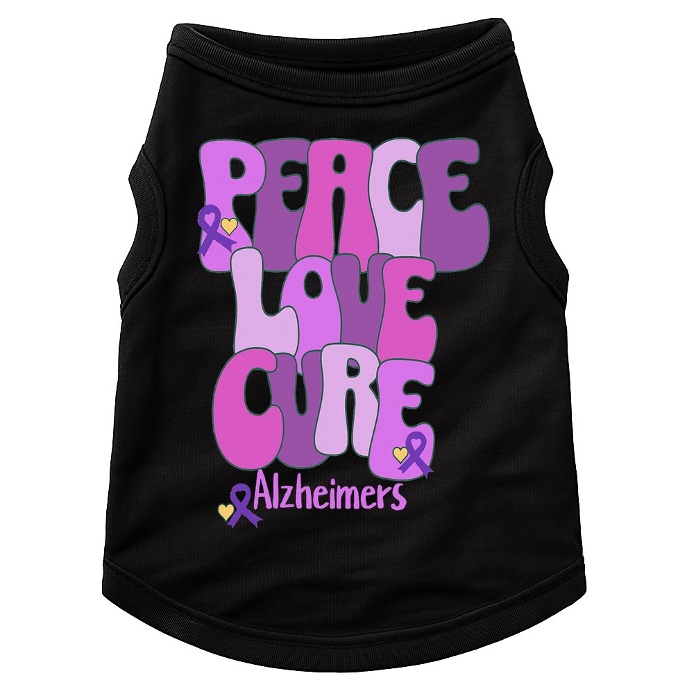 Peace Love Cure Alzheimer's Awareness Purple Ribbon End Alz Doggie Tank