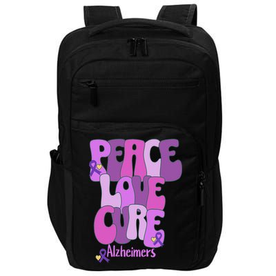 Peace Love Cure Alzheimer's Awareness Purple Ribbon End Alz Impact Tech Backpack