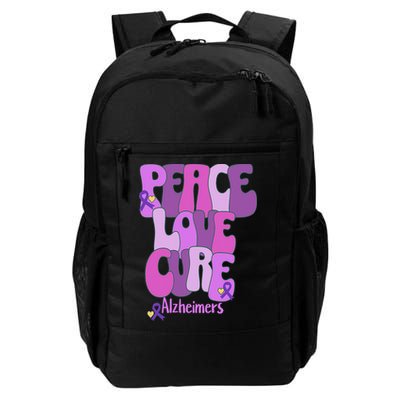 Peace Love Cure Alzheimer's Awareness Purple Ribbon End Alz Backpack