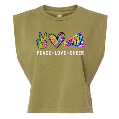 Peace Love Cheer Tie Dye Cheerleading Garment-Dyed Women's Muscle Tee