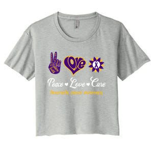 Peace Love Cure Pancreatic Cancer Awareness Gift Women's Crop Top Tee