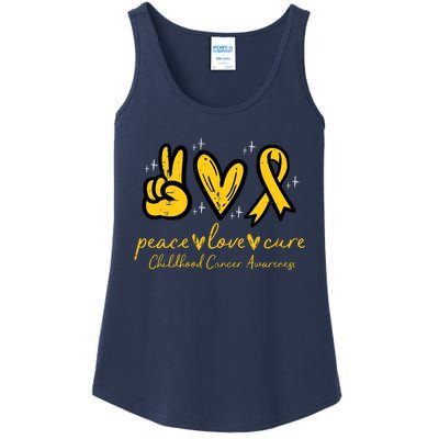 Peace Love Cure Childhood Cancer Awareness Ladies Essential Tank