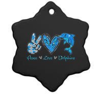 Peace Love Dolphins Funny Dolphin Lover Gifts Ceramic Star Ornament