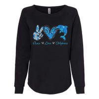 Peace Love Dolphins Funny Dolphin Lover Gifts Womens California Wash Sweatshirt