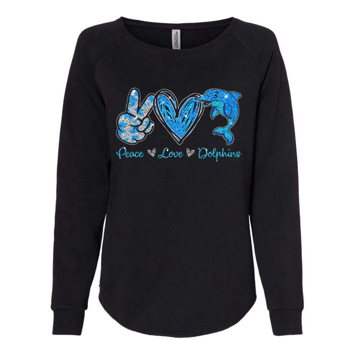 Peace Love Dolphins Funny Dolphin Lover Gifts Womens California Wash Sweatshirt