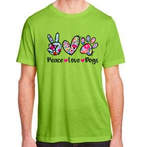 Peace Love Dogs Floral Dog Paw Dog Mom Cute MotherS Day Adult ChromaSoft Performance T-Shirt